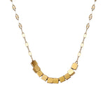Load image into Gallery viewer, Tiny Cube Dainty Gold Necklace | Petite Geometric Jewellery UK | Solid 18K Gold and Vintage Brass
